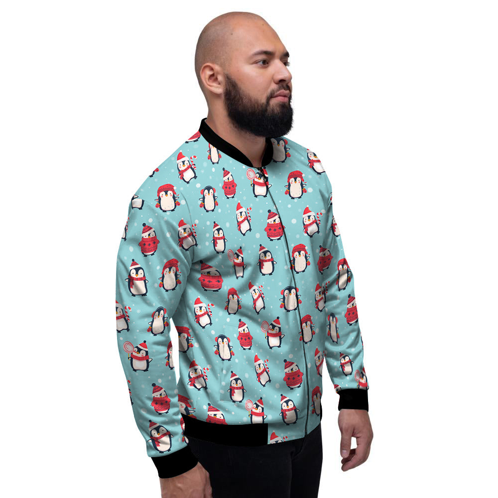 Penguin Cute Snowy Print Pattern Men's Bomber Jacket-grizzshop
