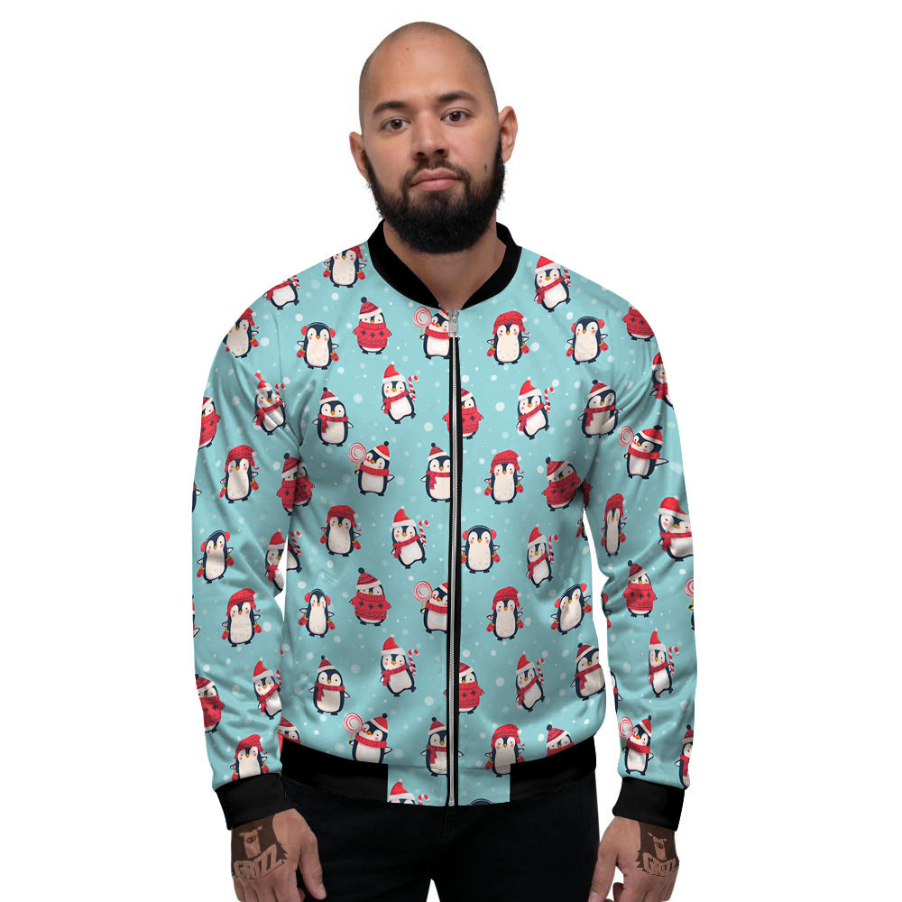 Penguin Cute Snowy Print Pattern Men's Bomber Jacket-grizzshop