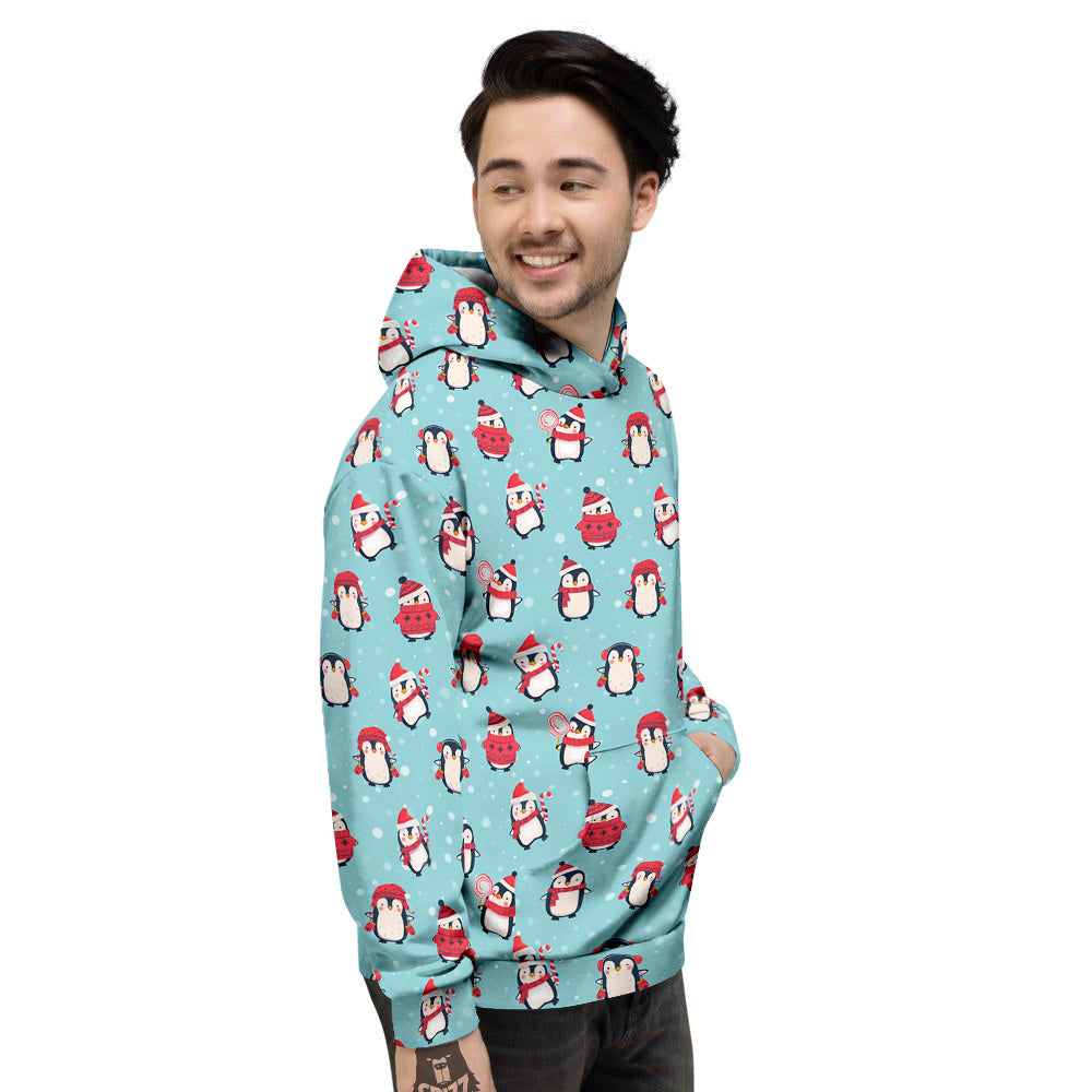 Penguin Cute Snowy Print Pattern Men's Hoodie-grizzshop