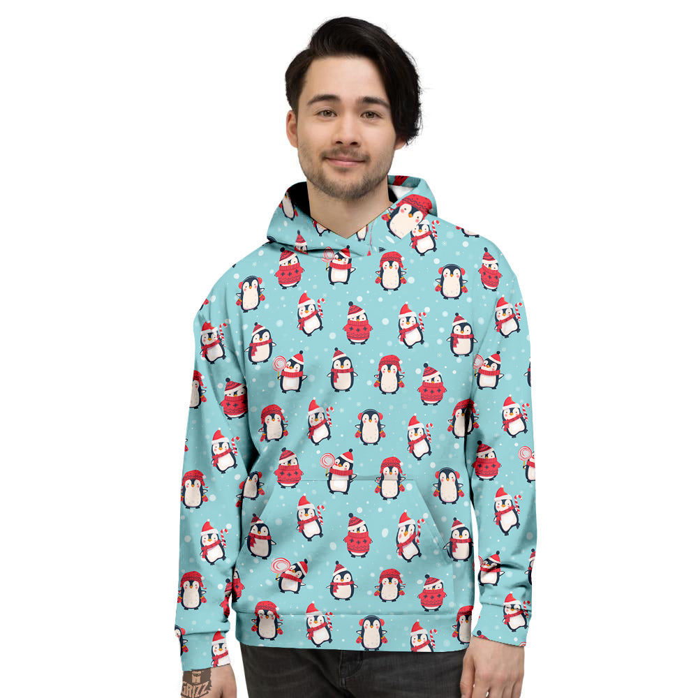Penguin Cute Snowy Print Pattern Men's Hoodie-grizzshop