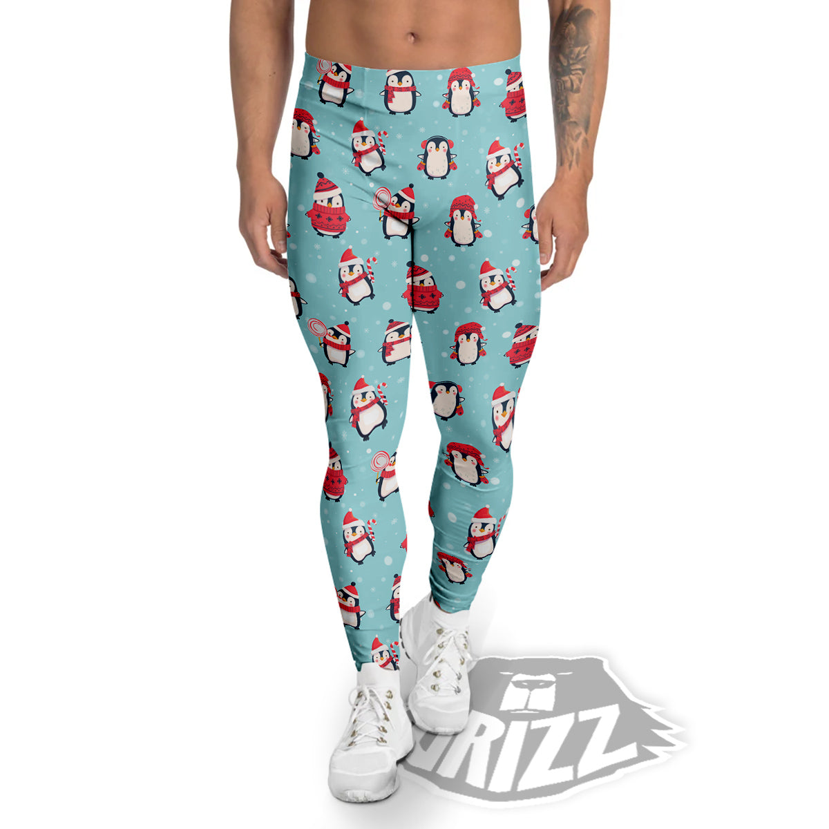 Penguin Cute Snowy Print Pattern Men's Leggings-grizzshop