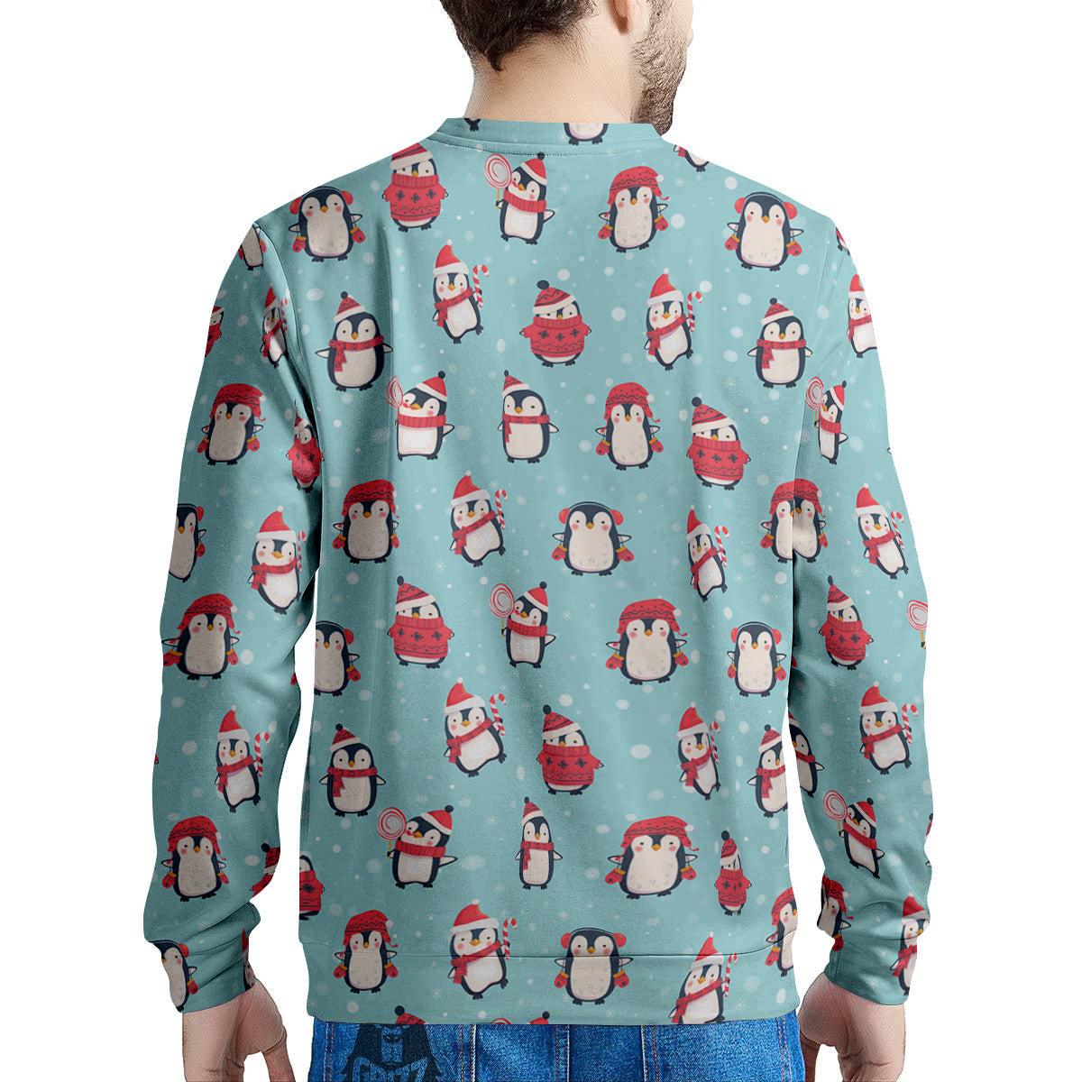 Penguin Cute Snowy Print Pattern Men's Sweatshirt-grizzshop