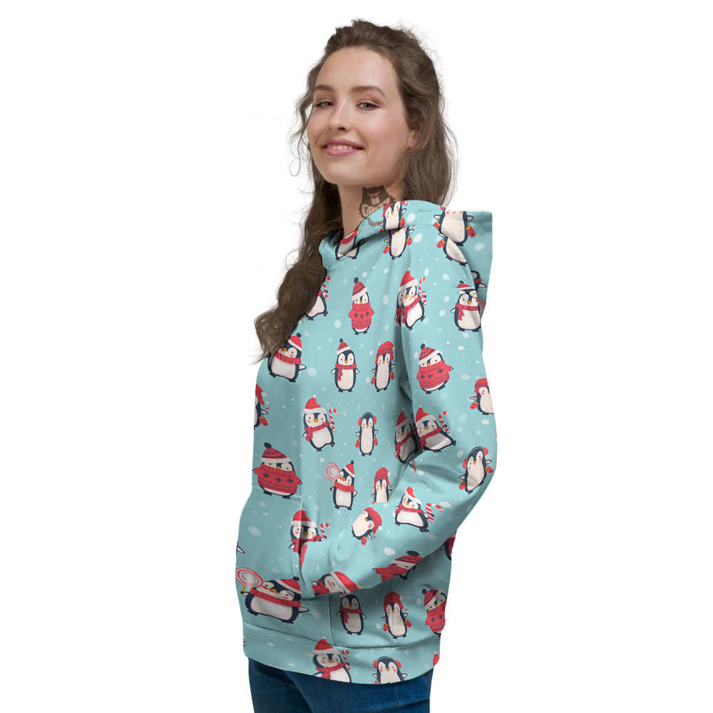 Penguin Cute Snowy Print Pattern Women's Hoodie-grizzshop