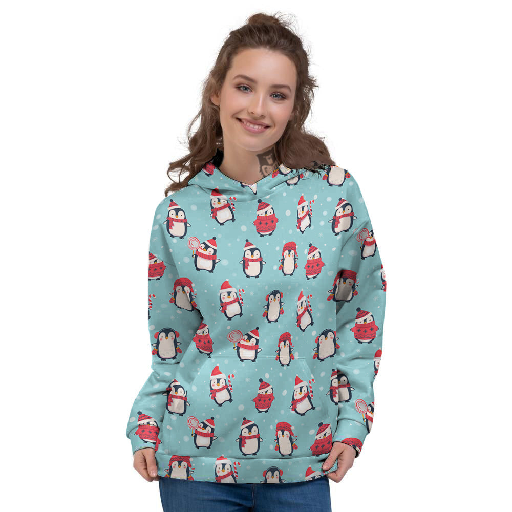 Penguin Cute Snowy Print Pattern Women's Hoodie-grizzshop