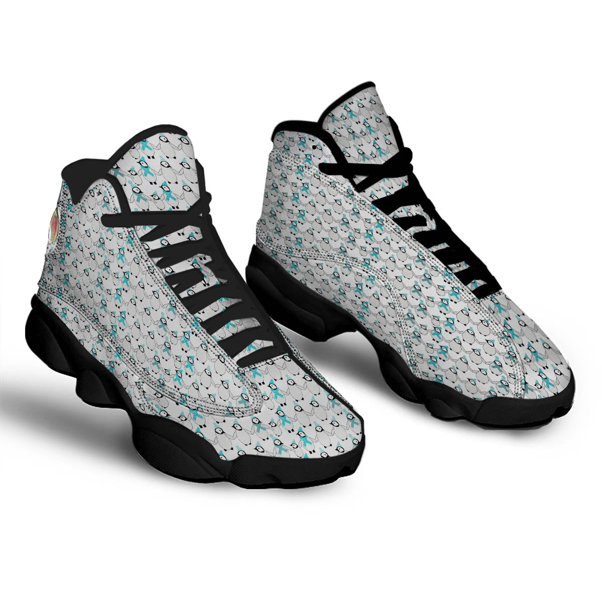 Penguin Emperor Cartoon Print Pattern Black Basketball Shoes-grizzshop