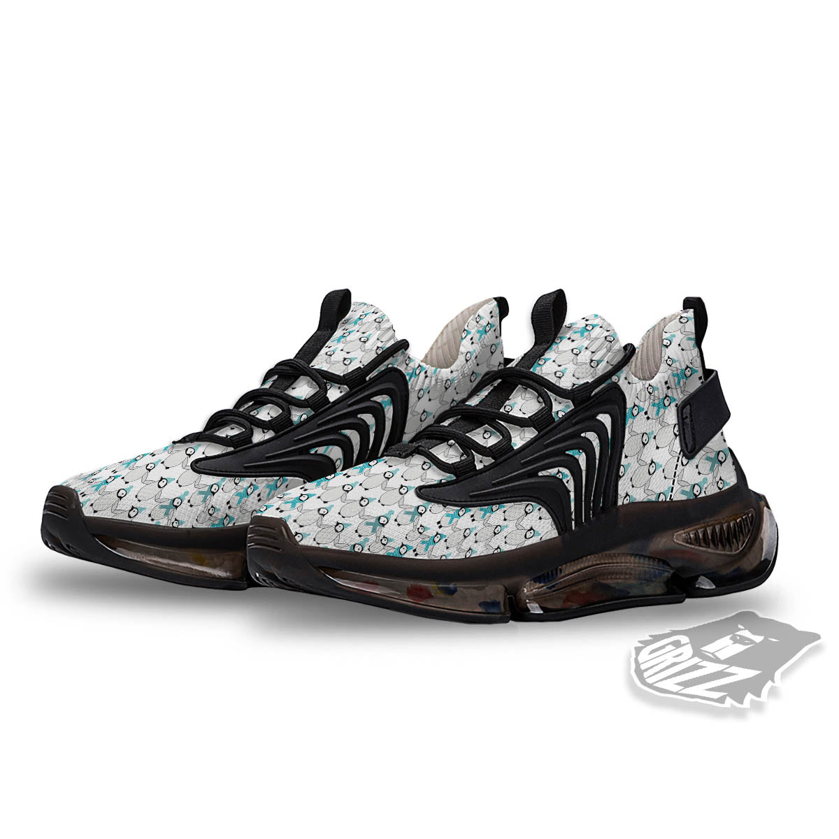 Penguin Emperor Cartoon Print Pattern Black Gym Shoes-grizzshop