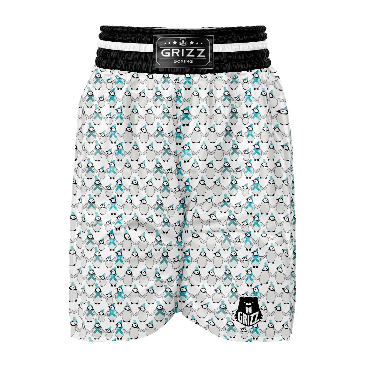 Penguin Emperor Cartoon Print Pattern Boxing Shorts-grizzshop