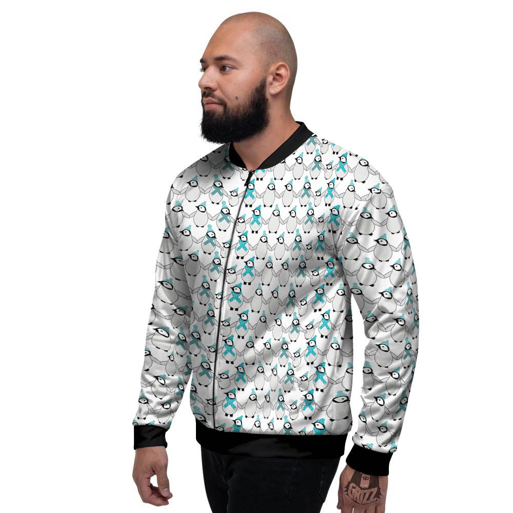 Penguin Emperor Cartoon Print Pattern Men's Bomber Jacket-grizzshop
