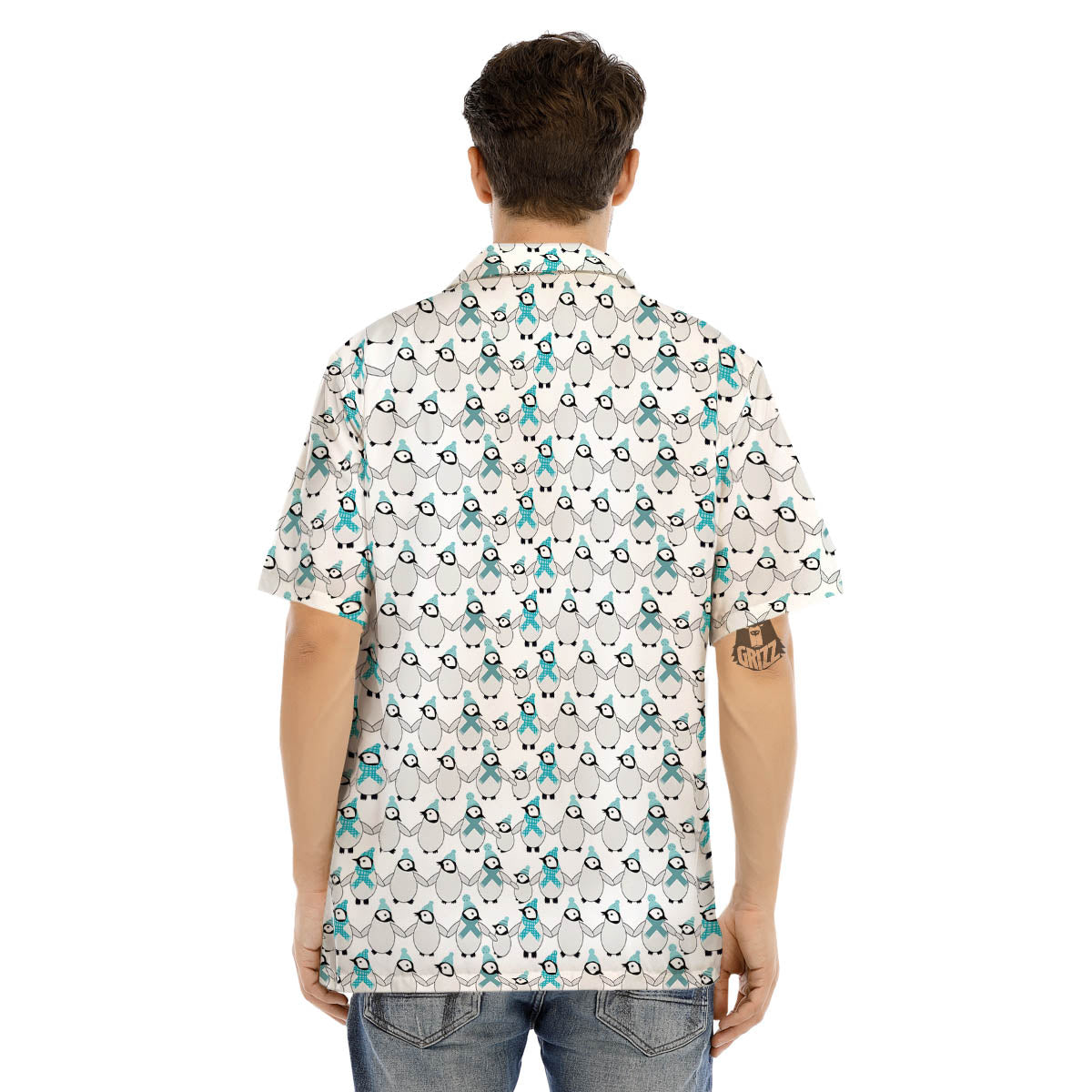 Penguin Emperor Cartoon Print Pattern Men's Hawaiian Shirt-grizzshop