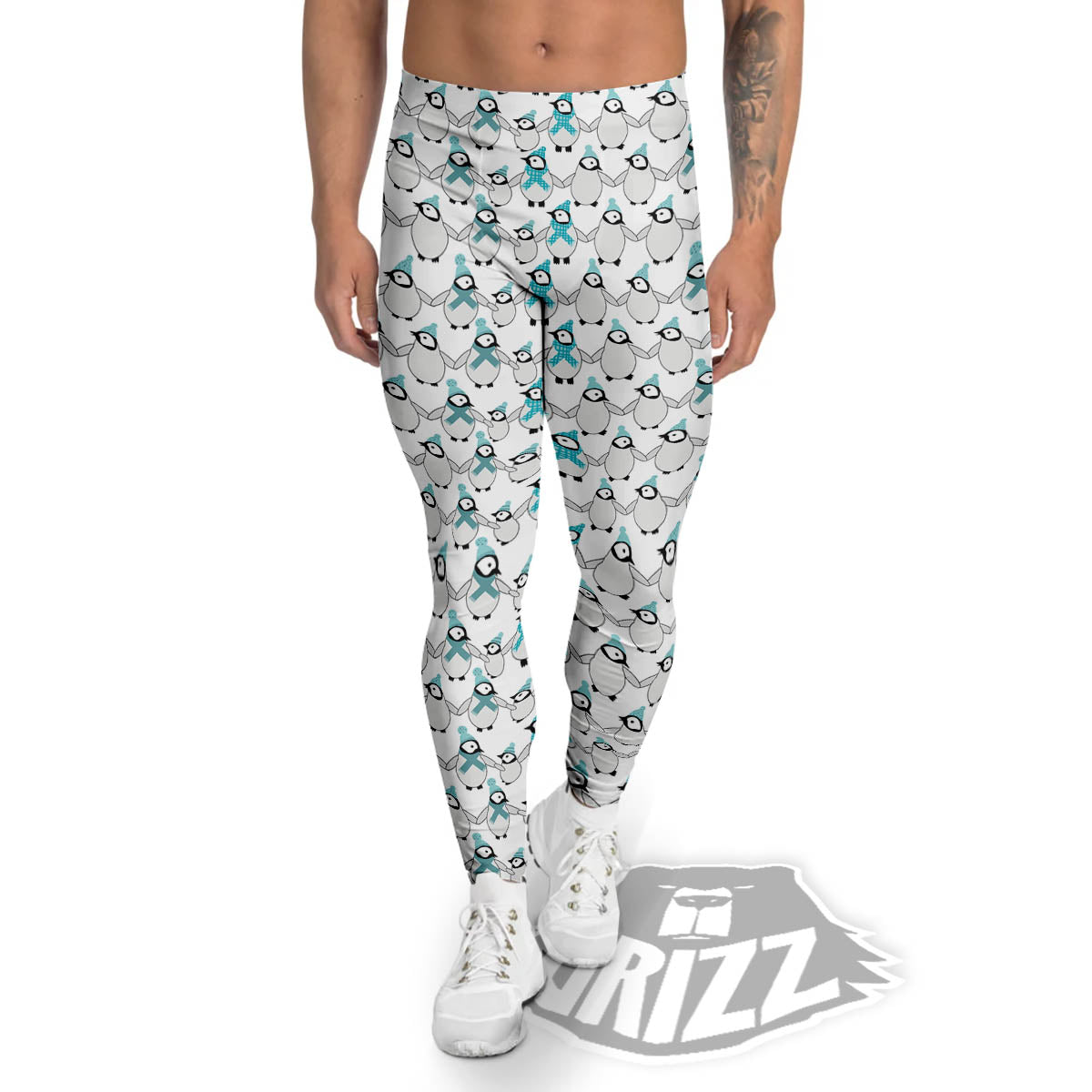 Penguin Emperor Cartoon Print Pattern Men's Leggings-grizzshop