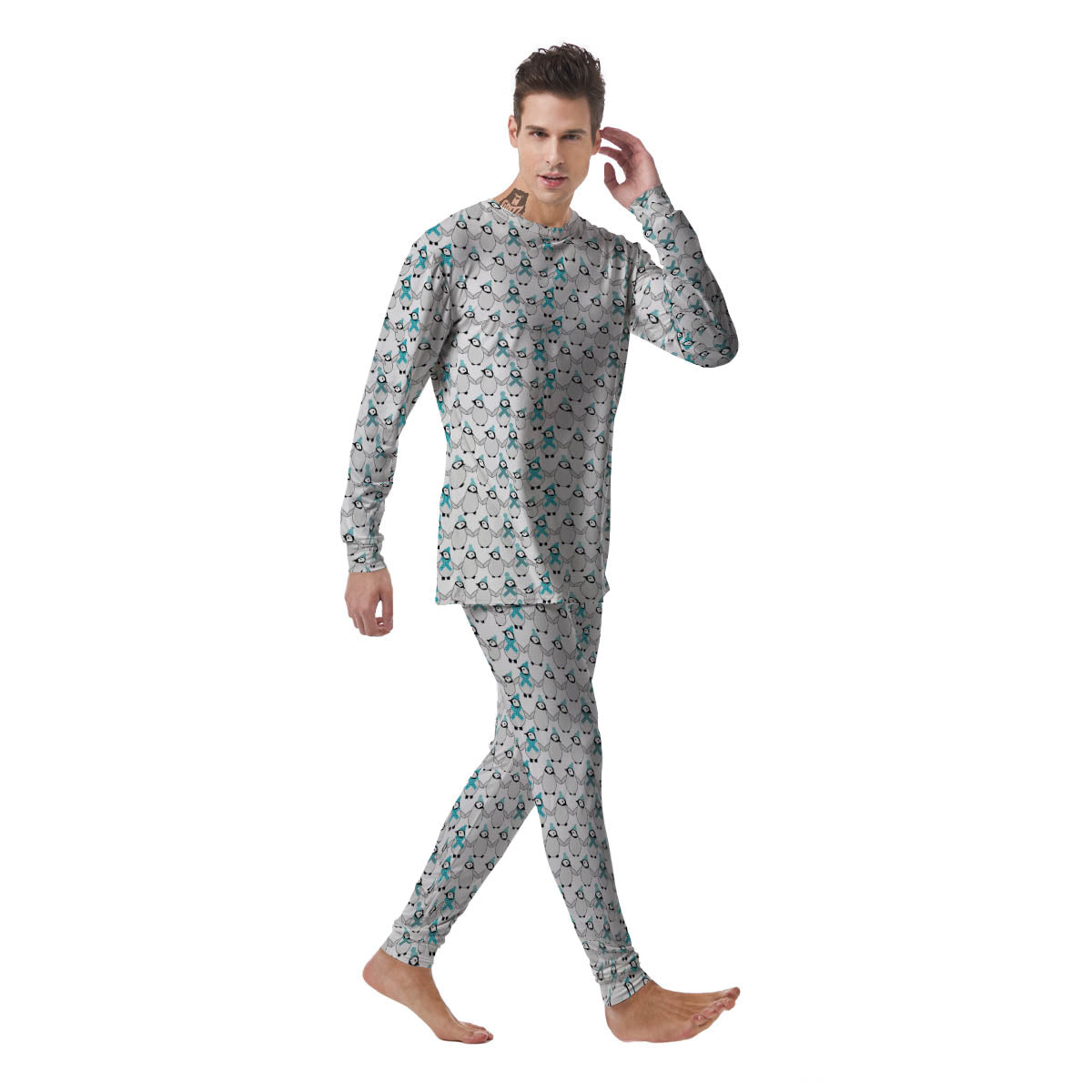 Penguin Emperor Cartoon Print Pattern Men's Pajamas-grizzshop