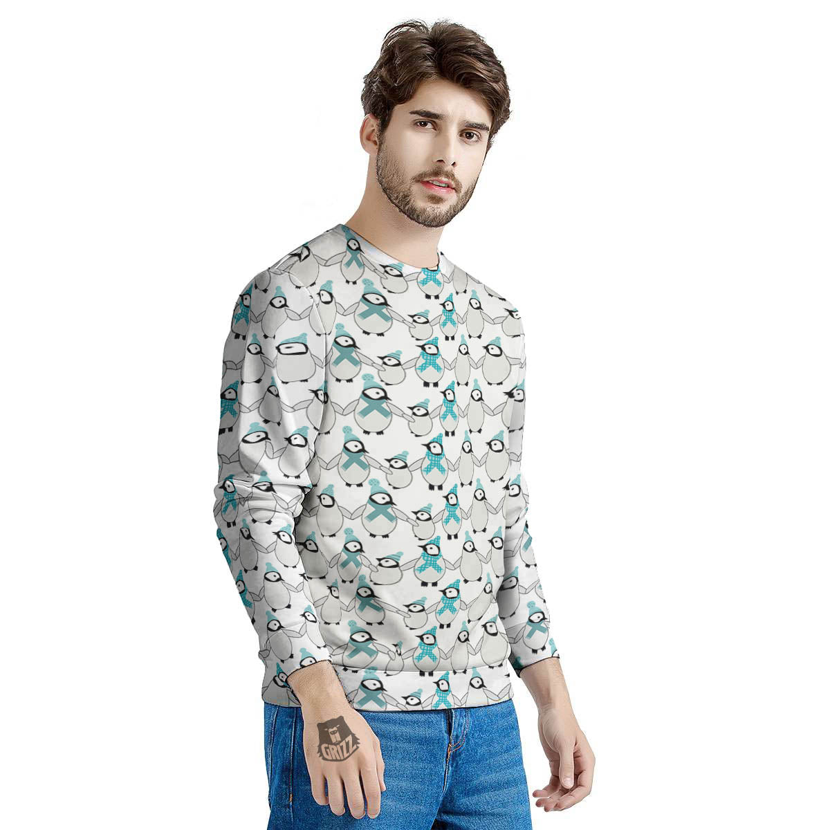 Penguin Emperor Cartoon Print Pattern Men's Sweatshirt-grizzshop