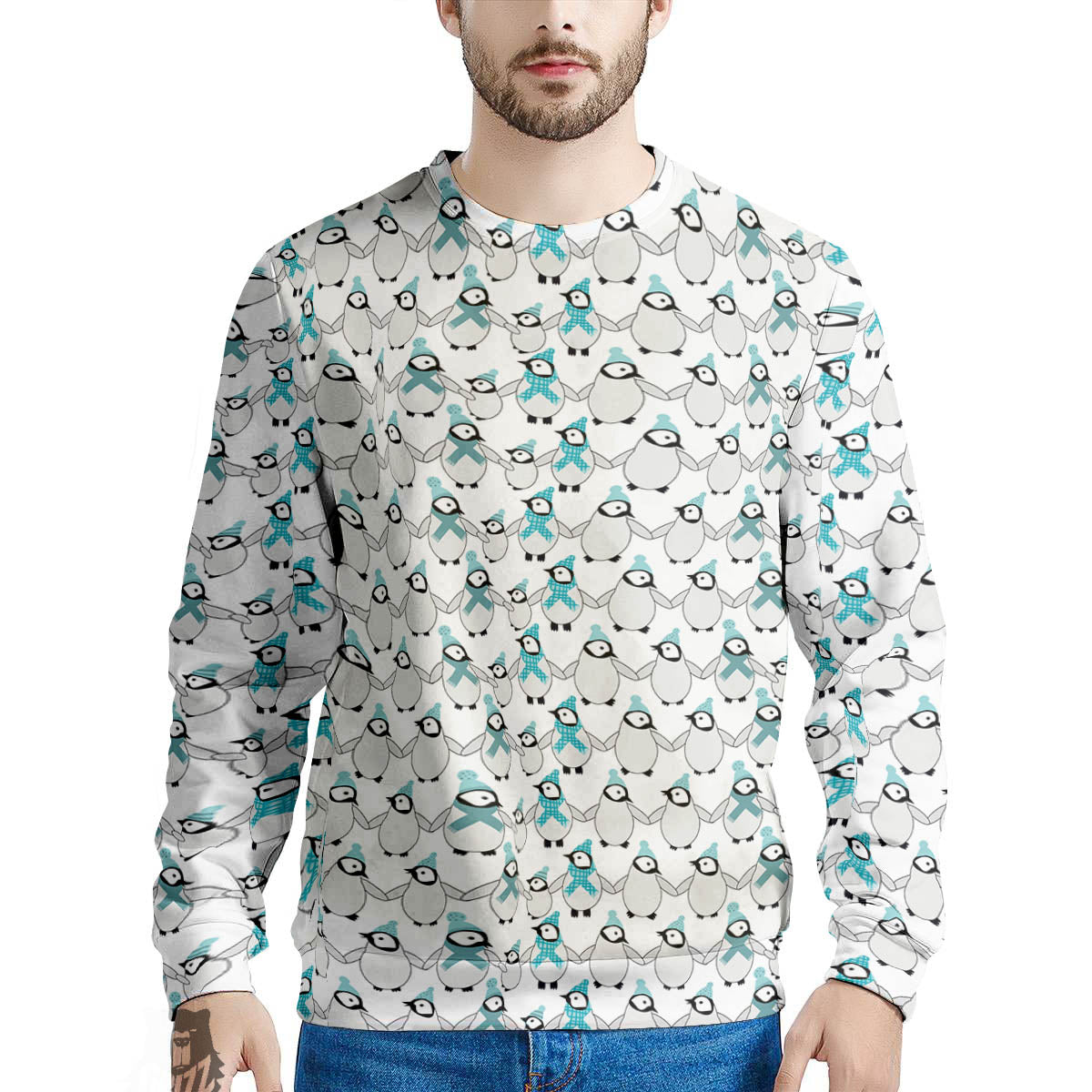 Penguin Emperor Cartoon Print Pattern Men's Sweatshirt-grizzshop