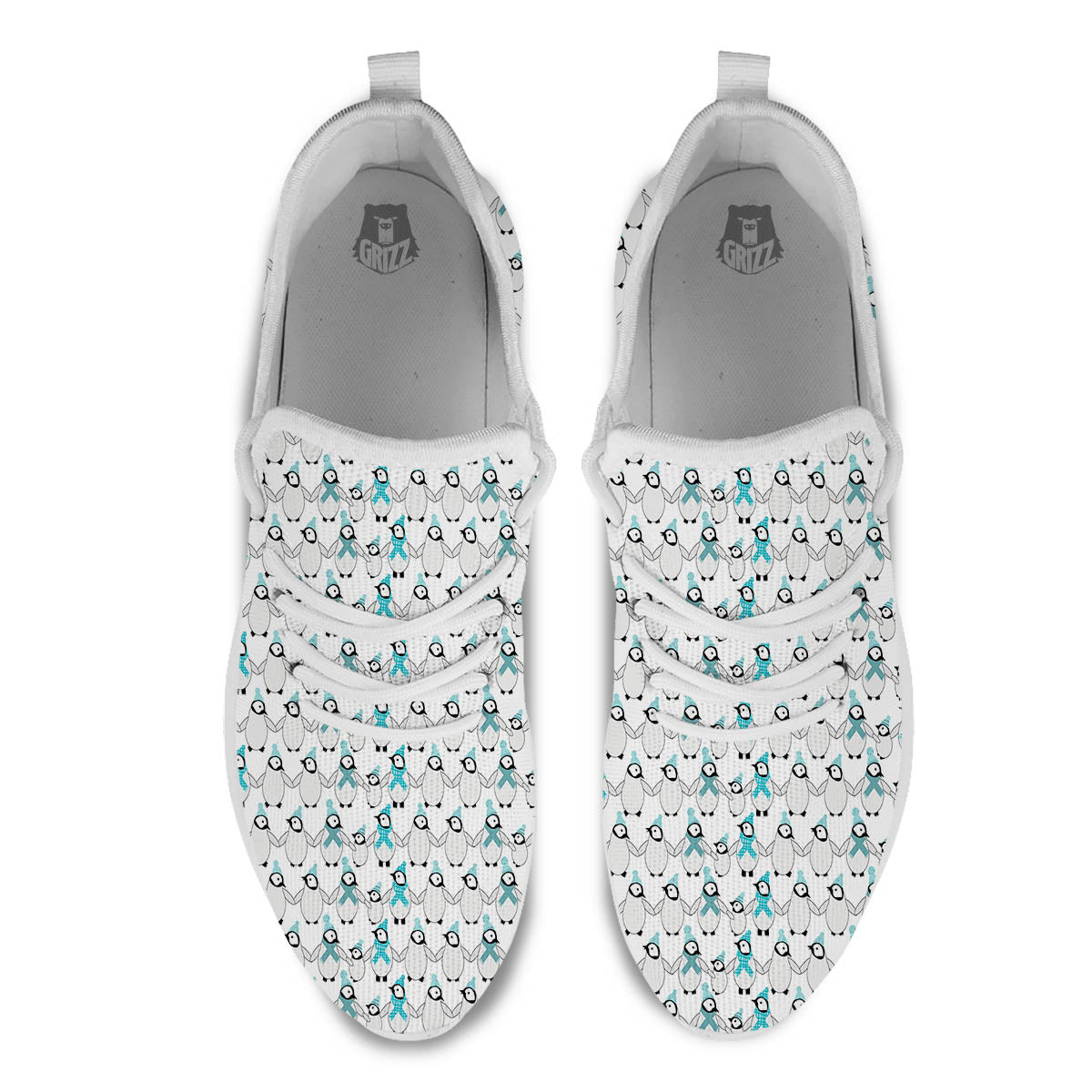 Penguin Emperor Cartoon Print Pattern White Athletic Shoes-grizzshop