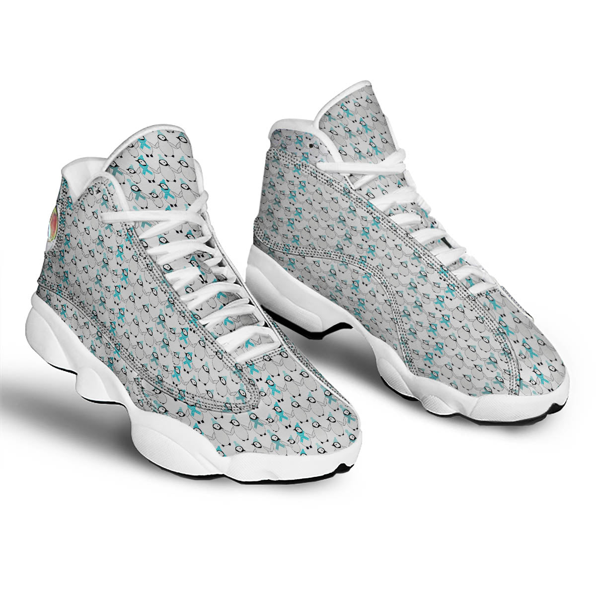 Penguin Emperor Cartoon Print Pattern White Basketball Shoes-grizzshop