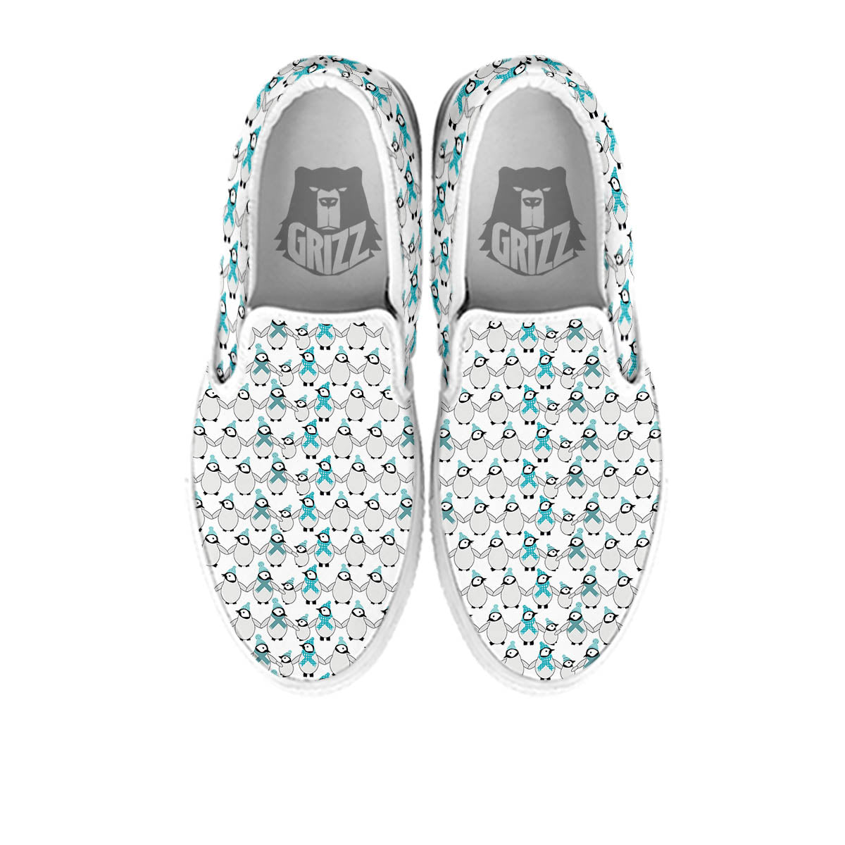 Penguin Emperor Cartoon Print Pattern White Slip On Shoes-grizzshop
