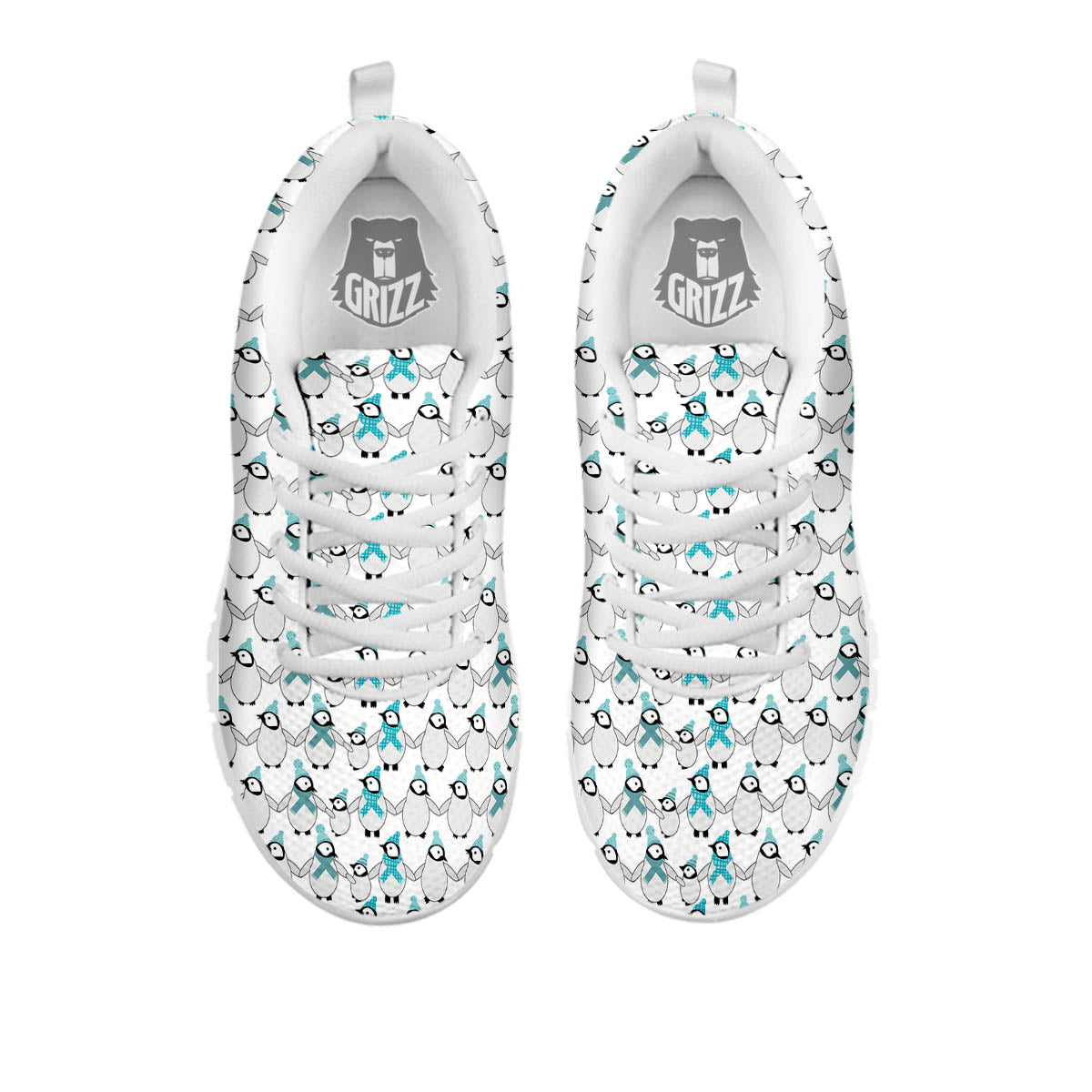 Penguin Emperor Cartoon Print Pattern White Sneaker-grizzshop