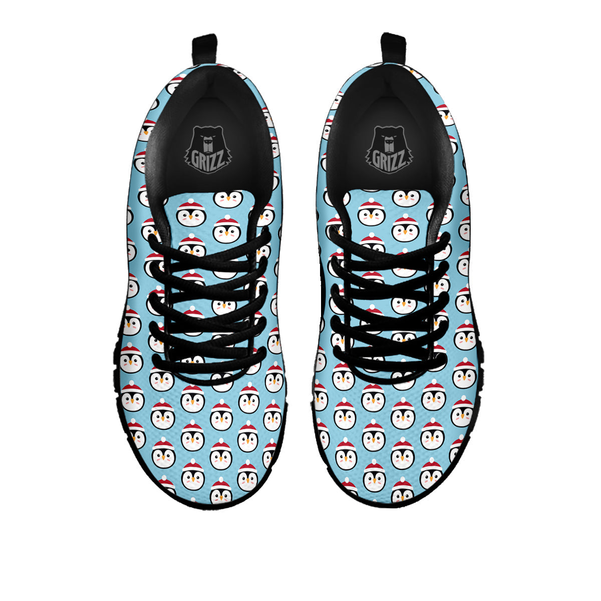 Penguin Face Cute Print Pattern Black Sneaker-grizzshop