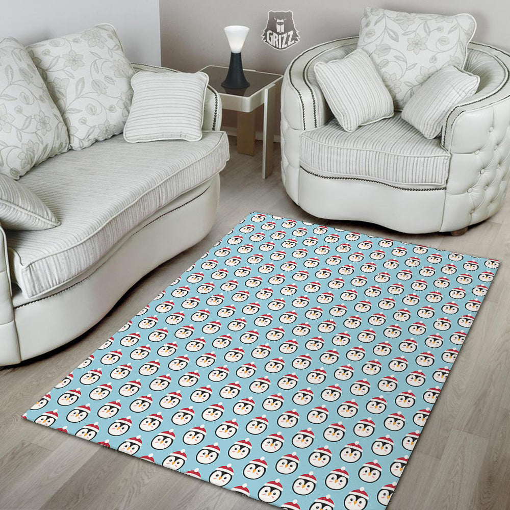 Penguin Face Cute Print Pattern Floor Mat-grizzshop