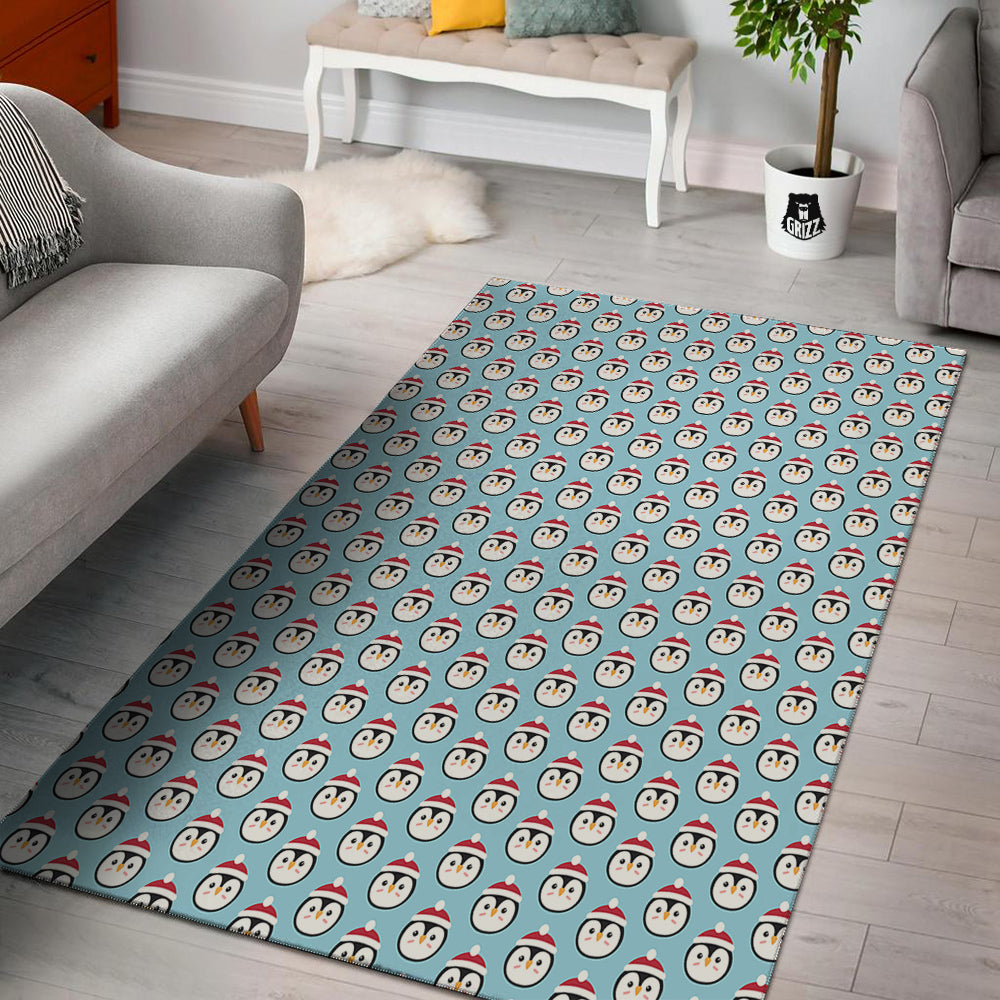 Penguin Face Cute Print Pattern Floor Mat-grizzshop