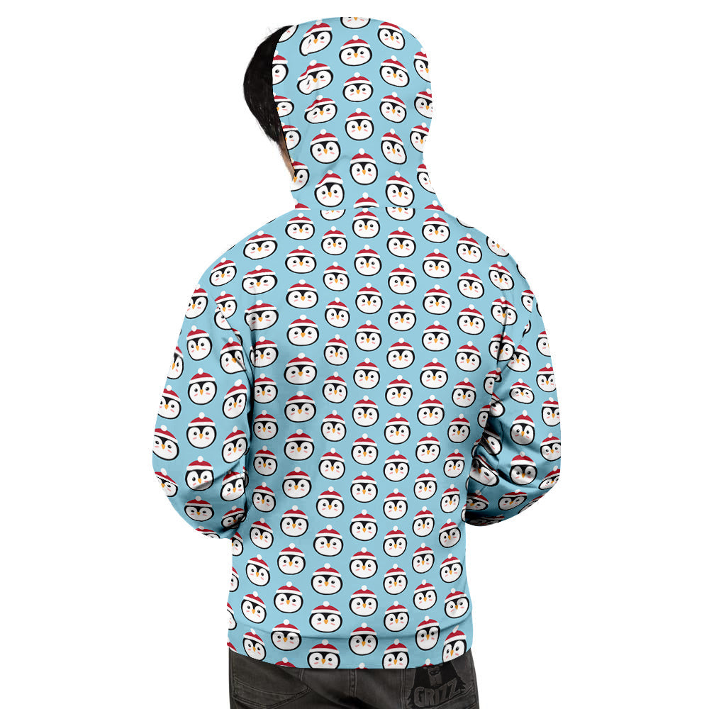 Penguin Face Cute Print Pattern Men's Hoodie-grizzshop