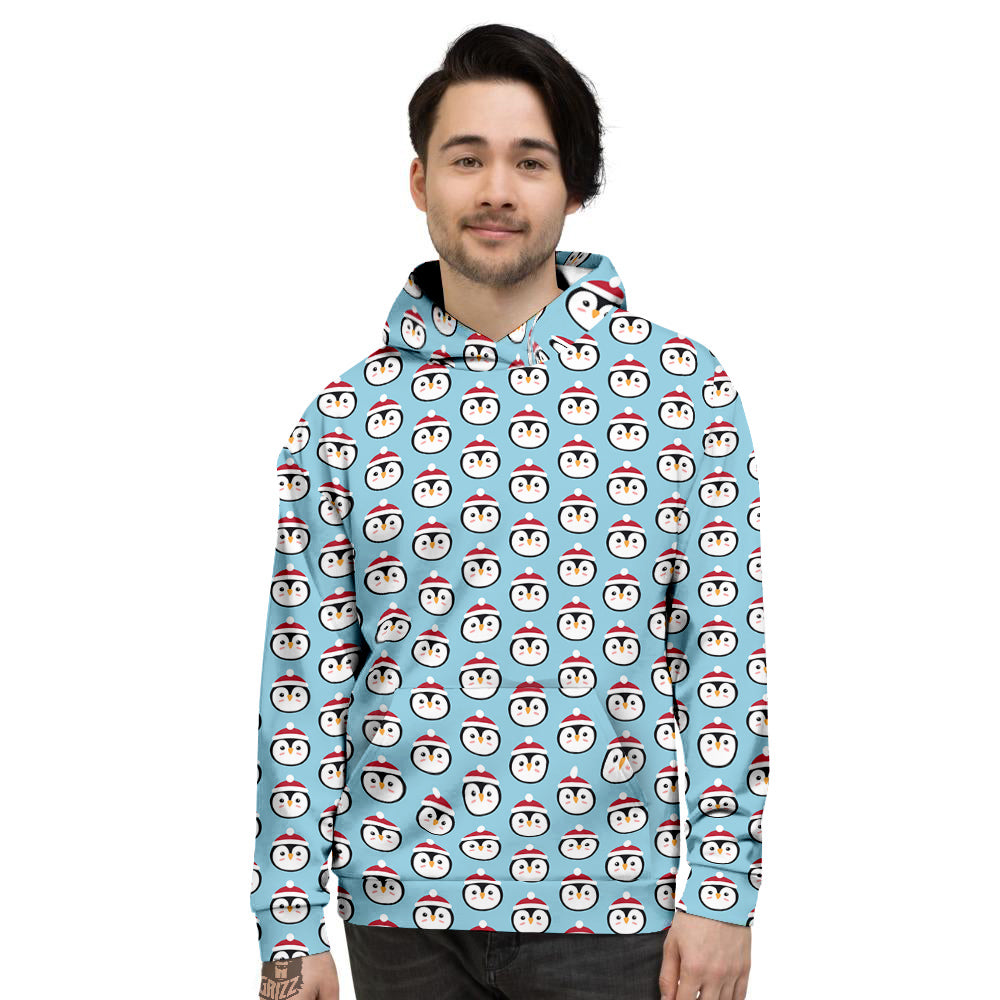 Penguin Face Cute Print Pattern Men's Hoodie-grizzshop