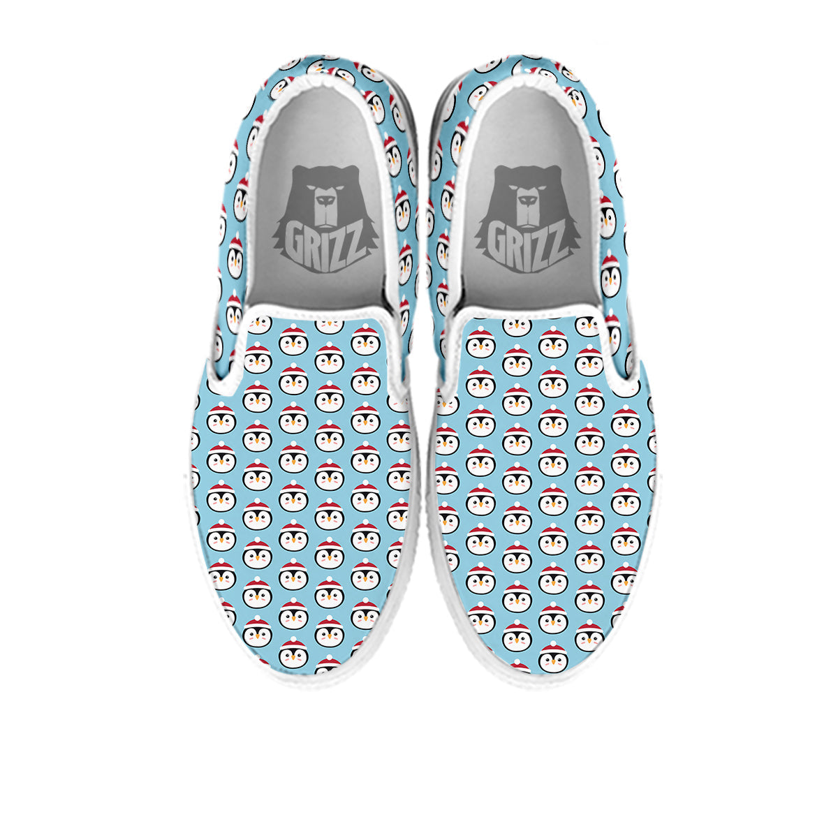 Penguin Face Cute Print Pattern White Slip On Shoes-grizzshop