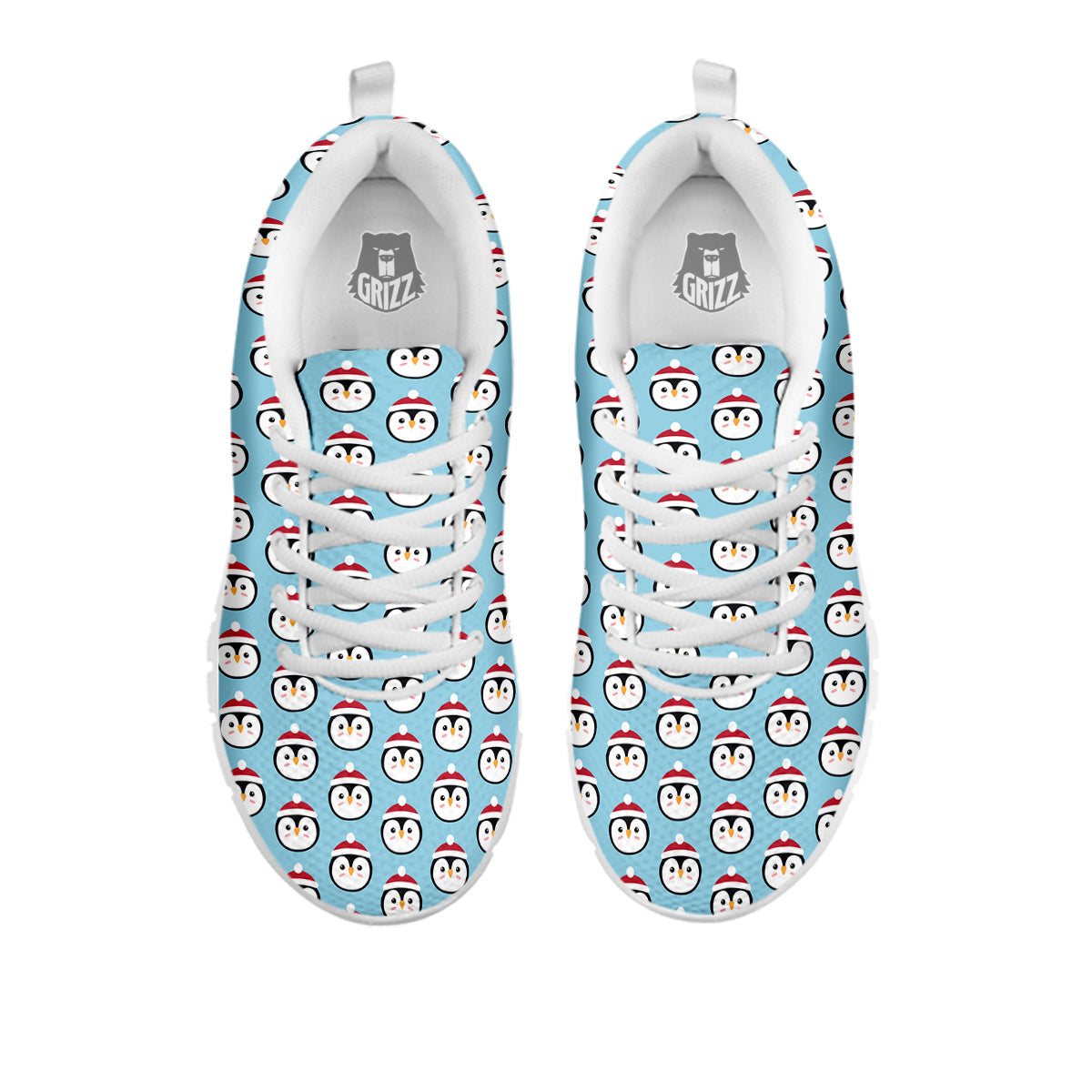 Penguin Face Cute Print Pattern White Sneaker-grizzshop
