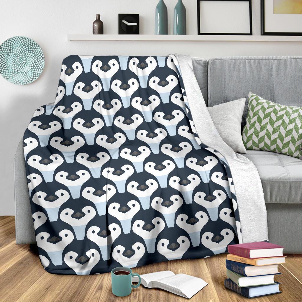 Penguin Face Pattern Print Blanket-grizzshop