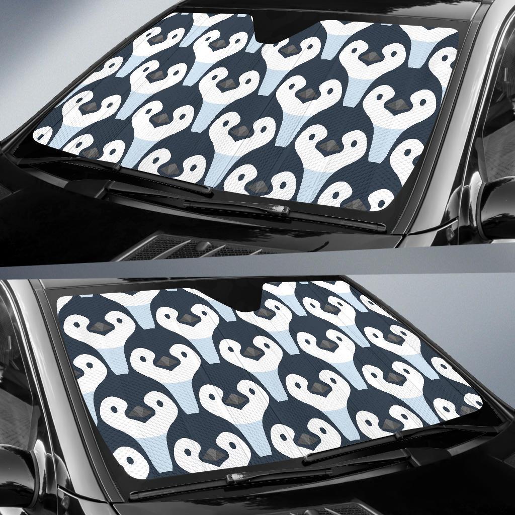 Penguin Face Pattern Print Car Sun Shade-grizzshop