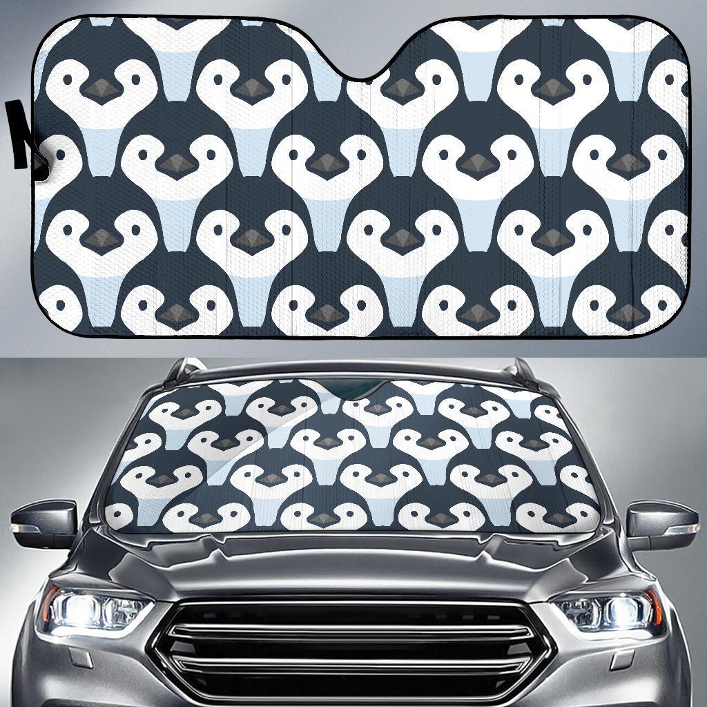 Penguin Face Pattern Print Car Sun Shade-grizzshop