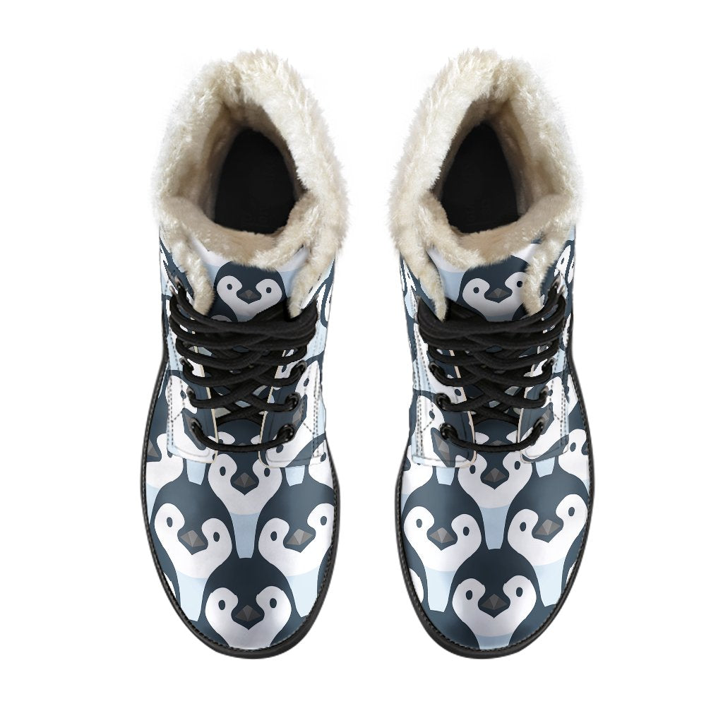 Penguin Face Pattern Print Comfy Winter Boots-grizzshop