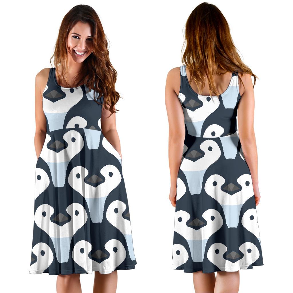 Penguin Face Pattern Print Dress-grizzshop