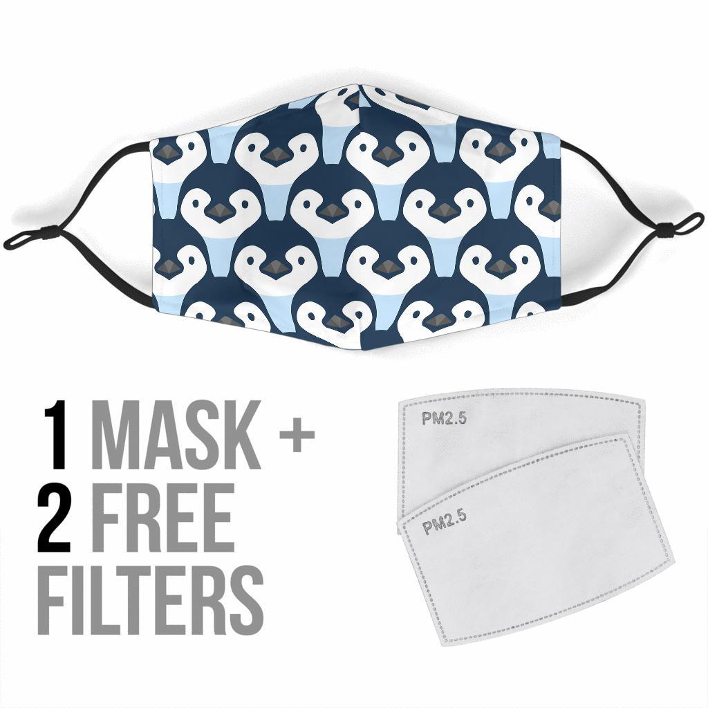 Penguin Face Pattern Print Face Mask-grizzshop