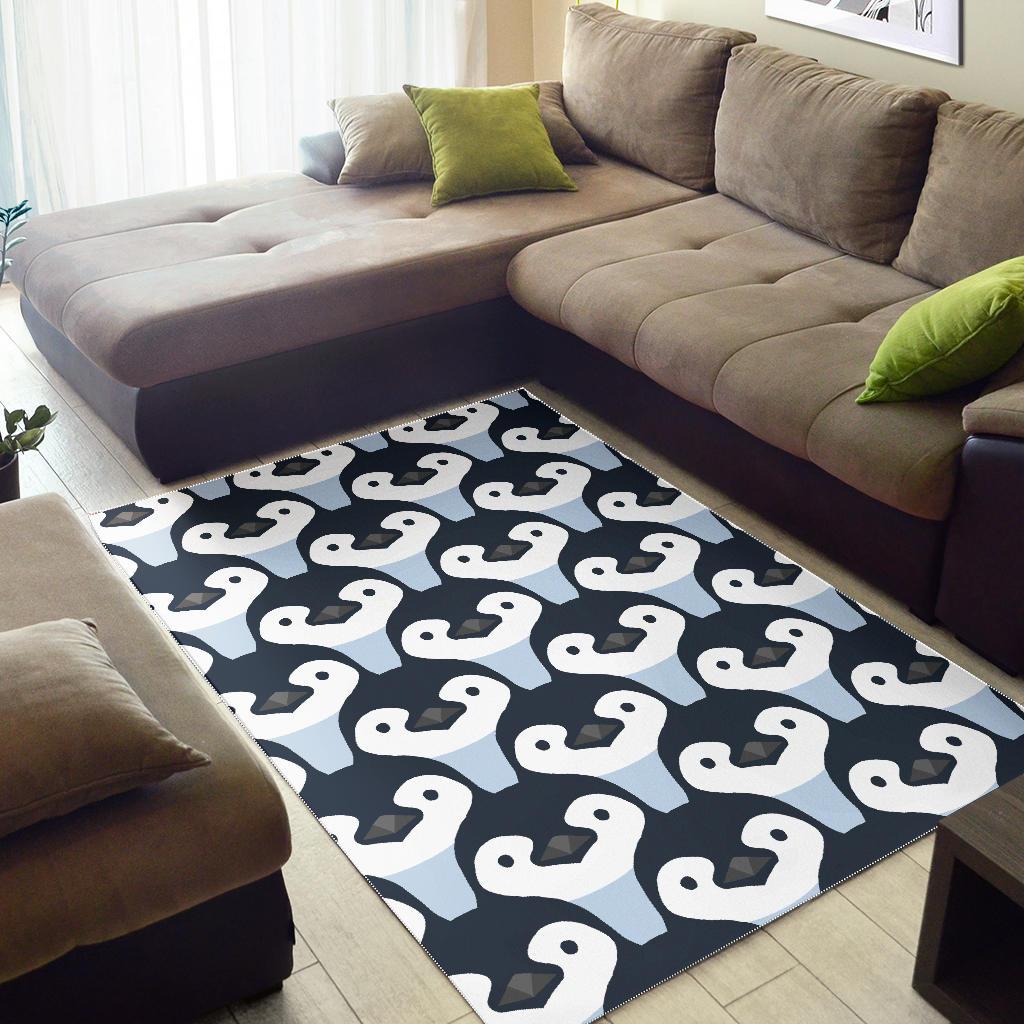 Penguin Face Pattern Print Floor Mat-grizzshop