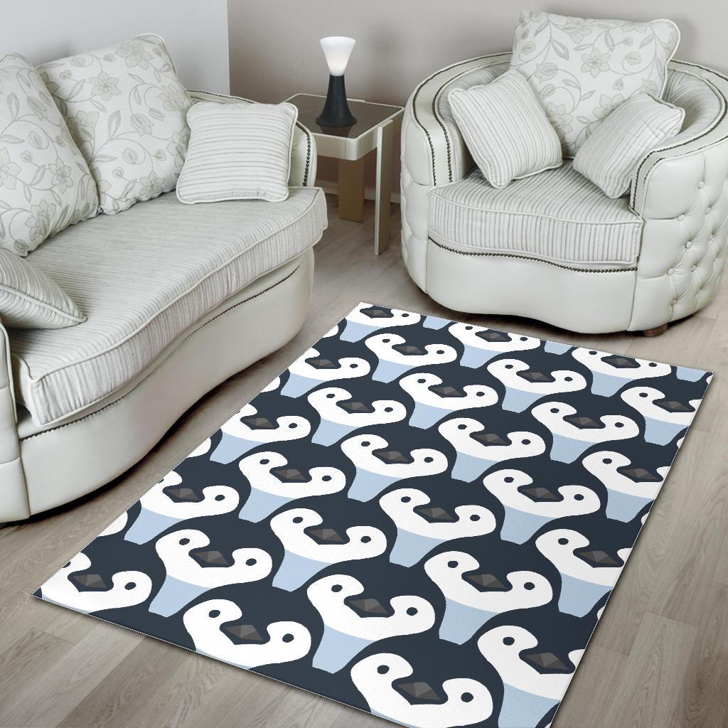 Penguin Face Pattern Print Floor Mat-grizzshop