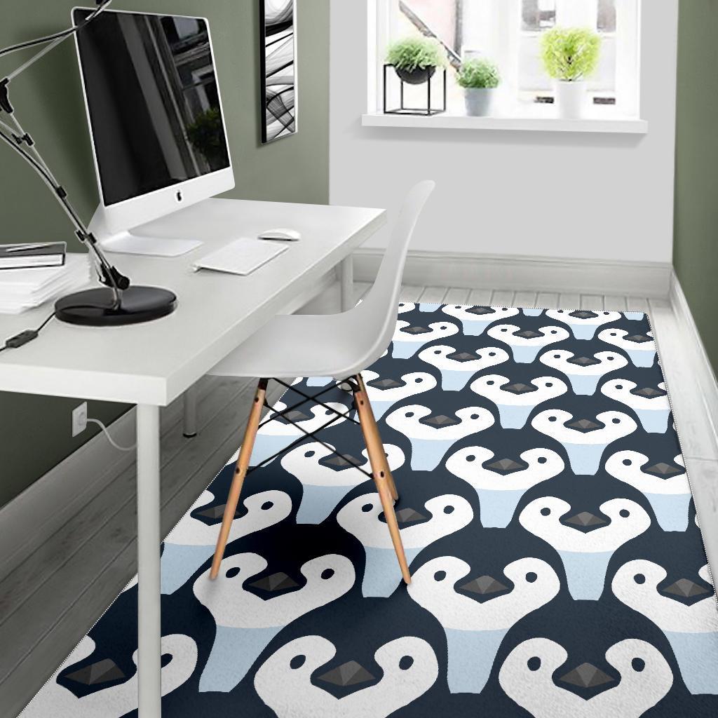 Penguin Face Pattern Print Floor Mat-grizzshop