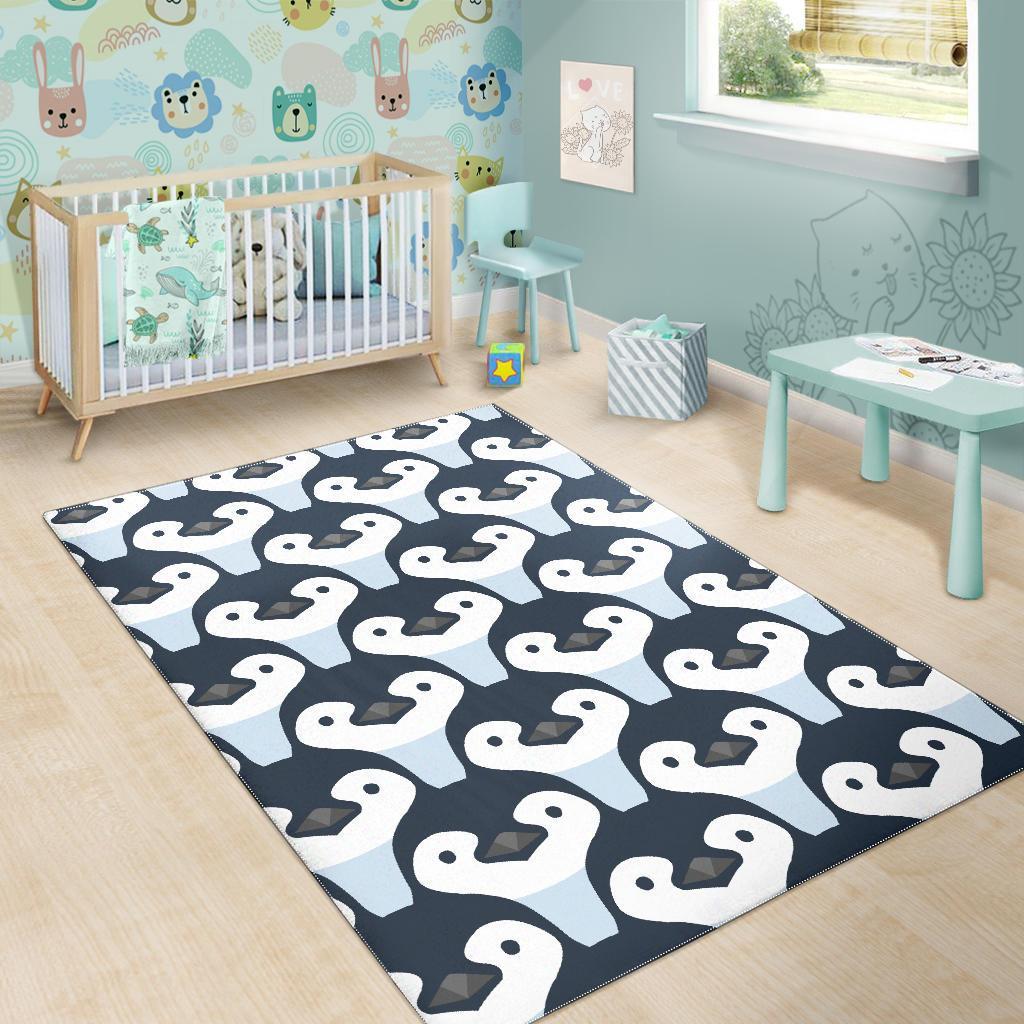 Penguin Face Pattern Print Floor Mat-grizzshop