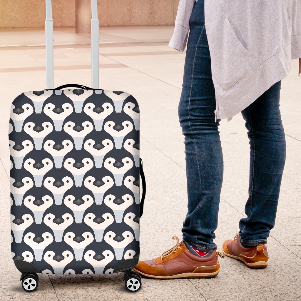 Penguin Face Pattern Print Luggage Cover Protector-grizzshop