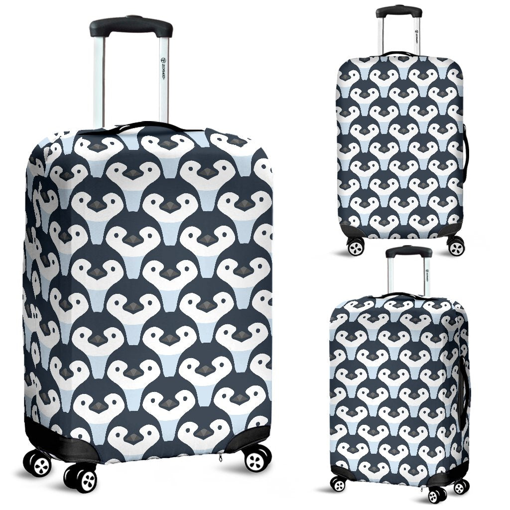 Penguin Face Pattern Print Luggage Cover Protector-grizzshop