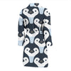 Penguin Face Pattern Print Men Long Robe-grizzshop