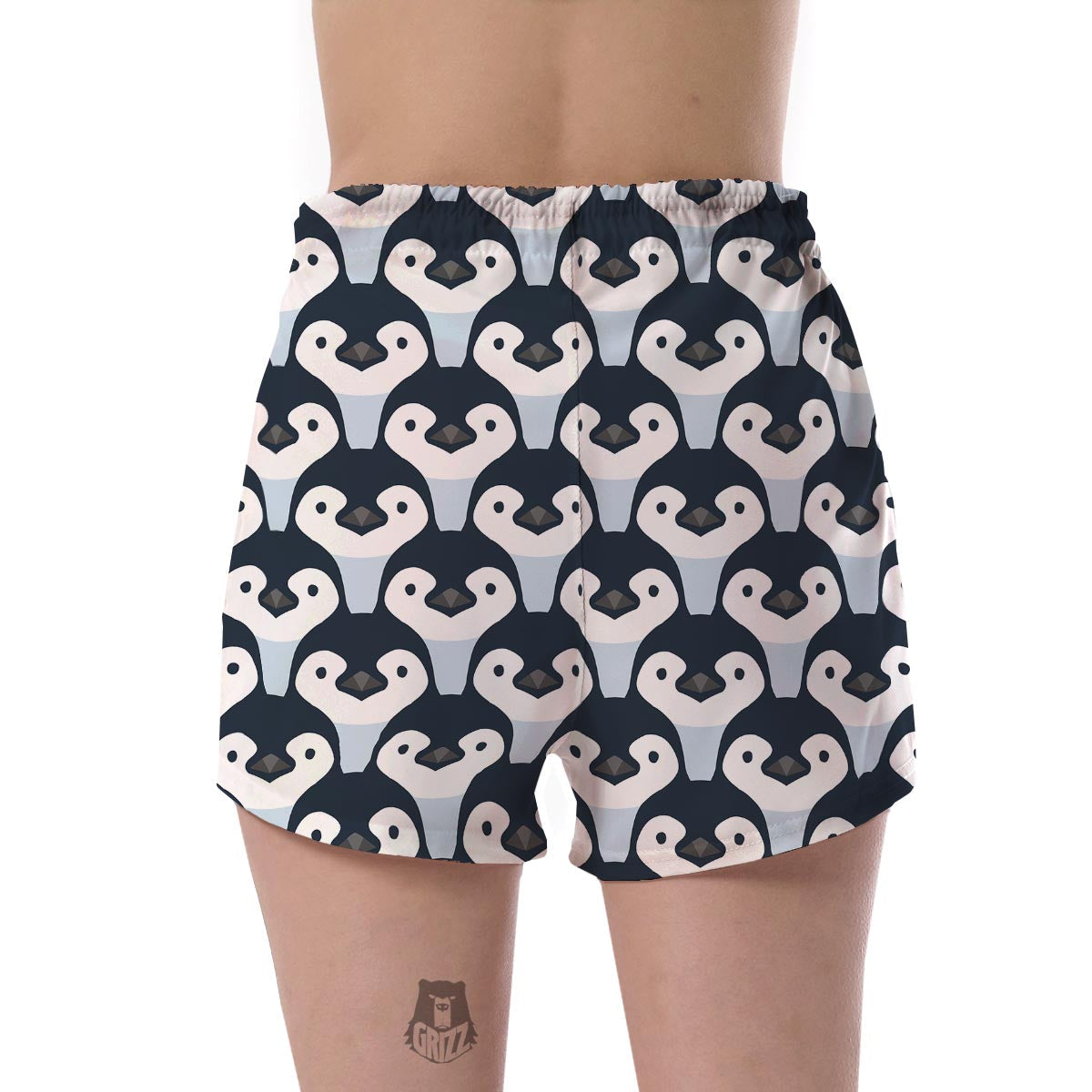 Penguin Face Pattern Print Women's Shorts-grizzshop