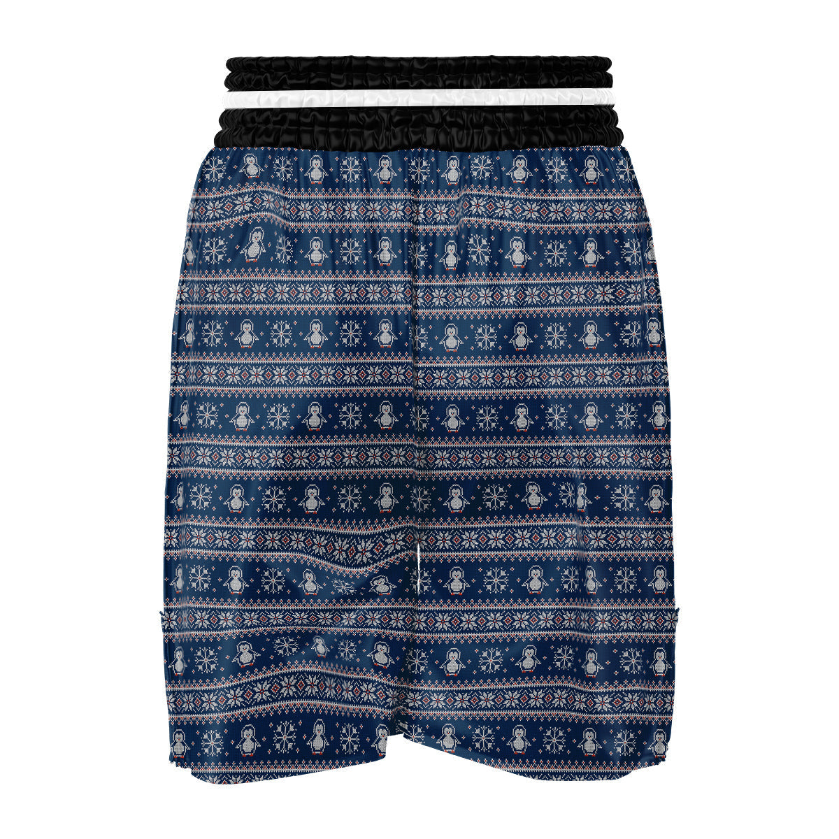 Penguin Knitted Christmas Print Boxing Shorts-grizzshop