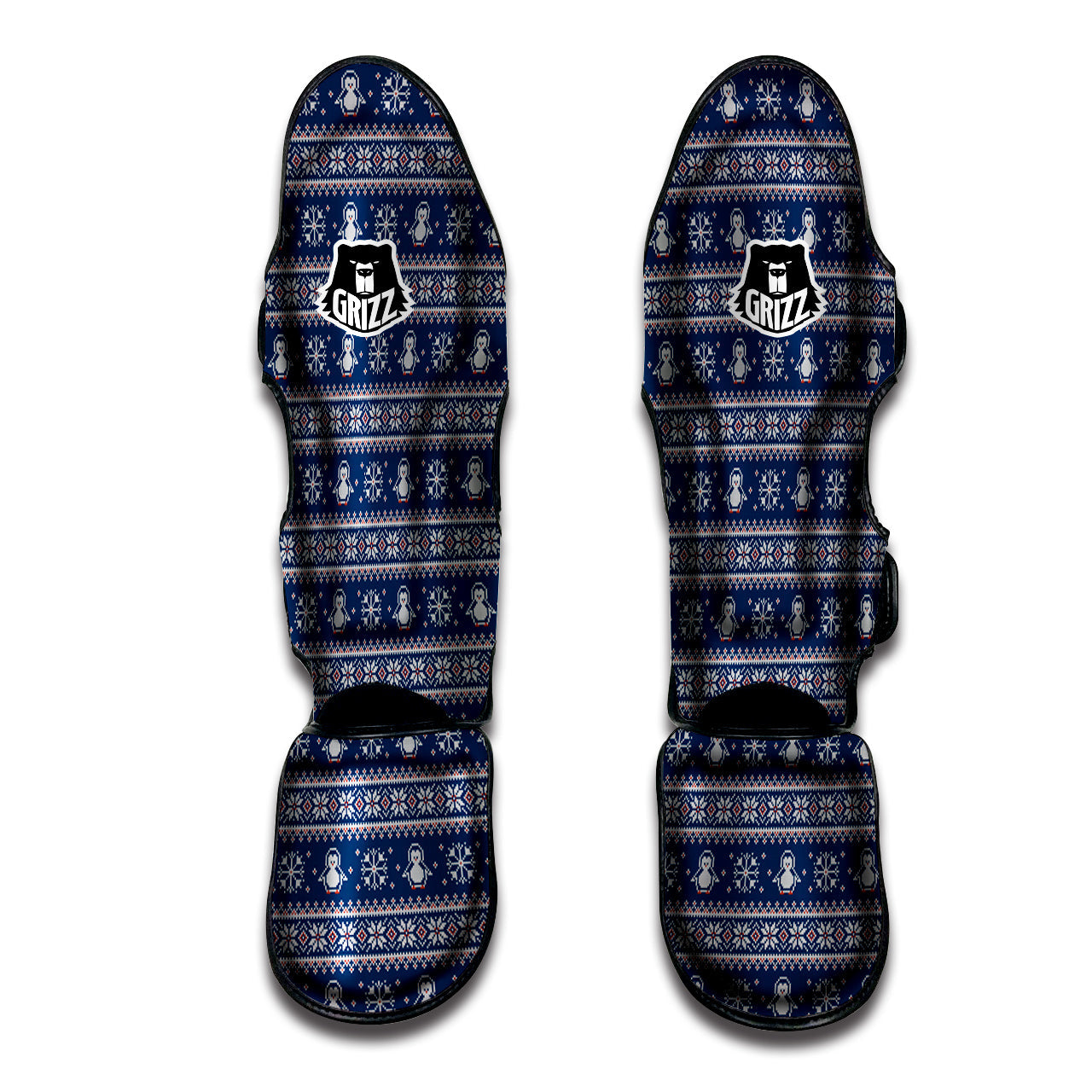 Penguin Knitted Christmas Print Muay Thai Shin Guards-grizzshop