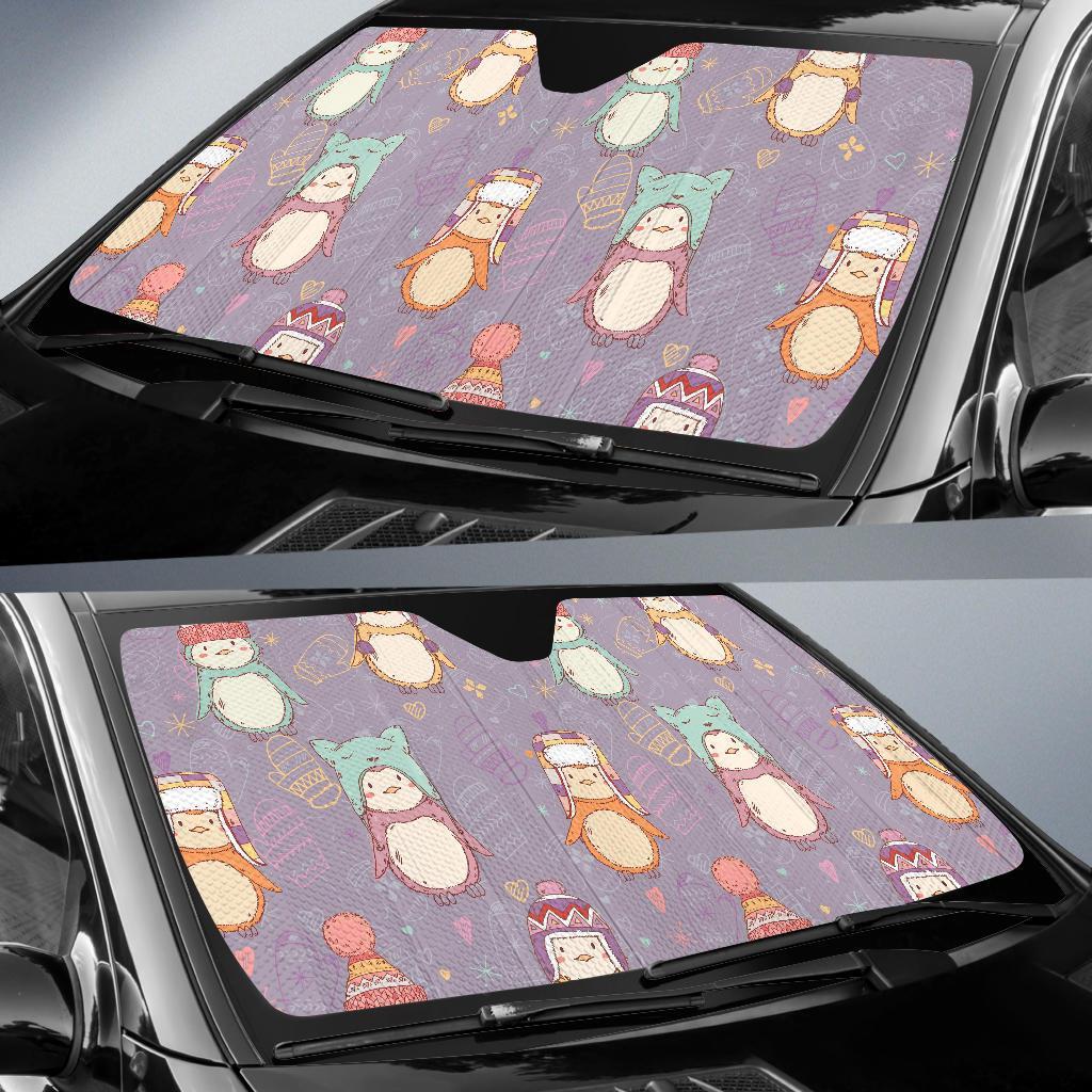 Penguin Pattern Print Car Sun Shade-grizzshop
