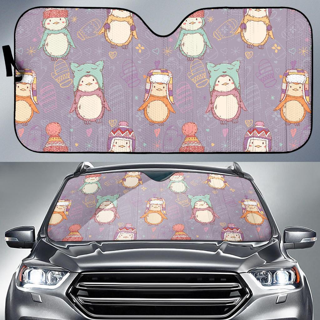 Penguin Pattern Print Car Sun Shade-grizzshop