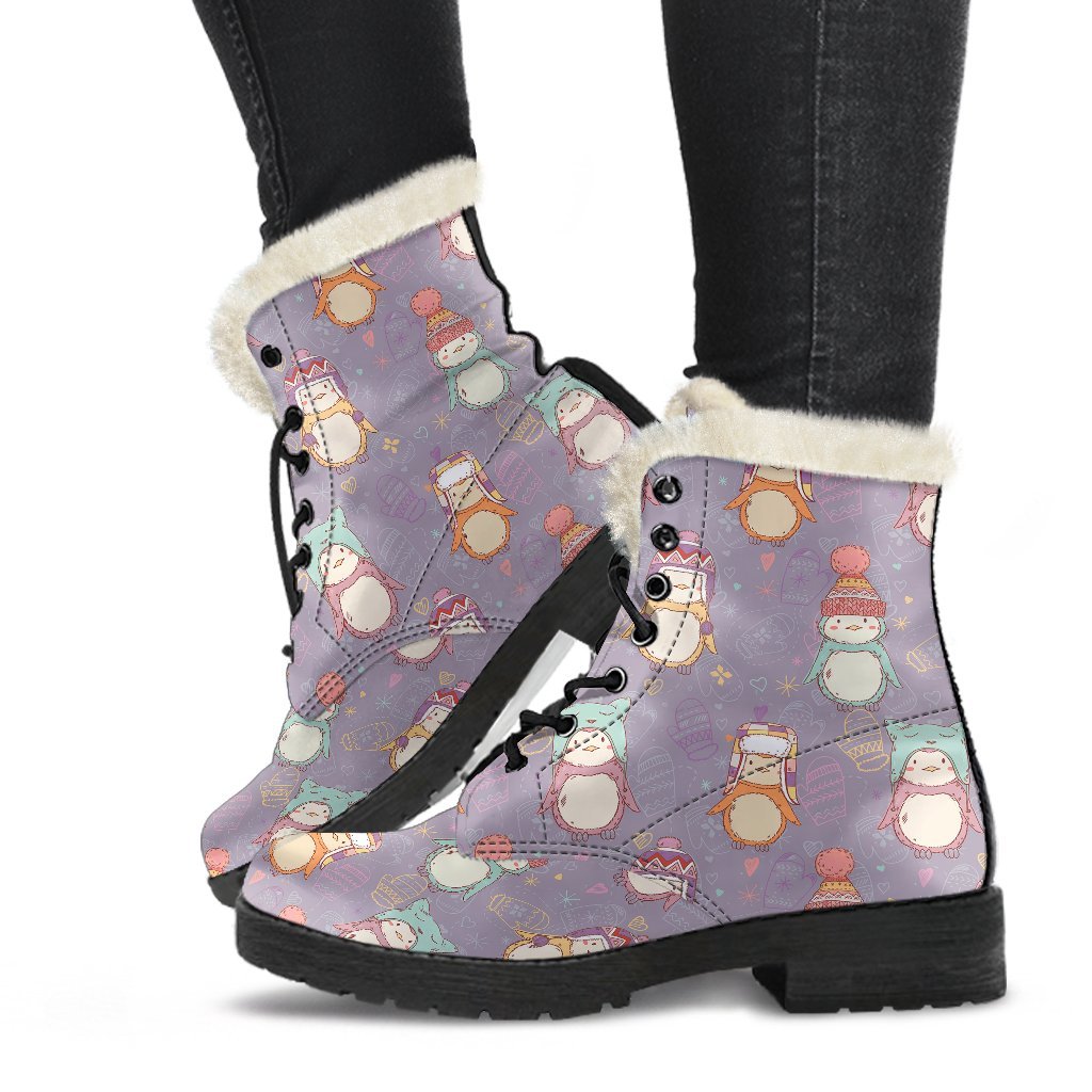 Penguin Pattern Print Comfy Winter Boots-grizzshop