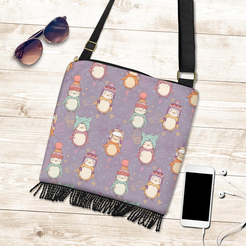 Penguin Pattern Print Crossbody Bags-grizzshop