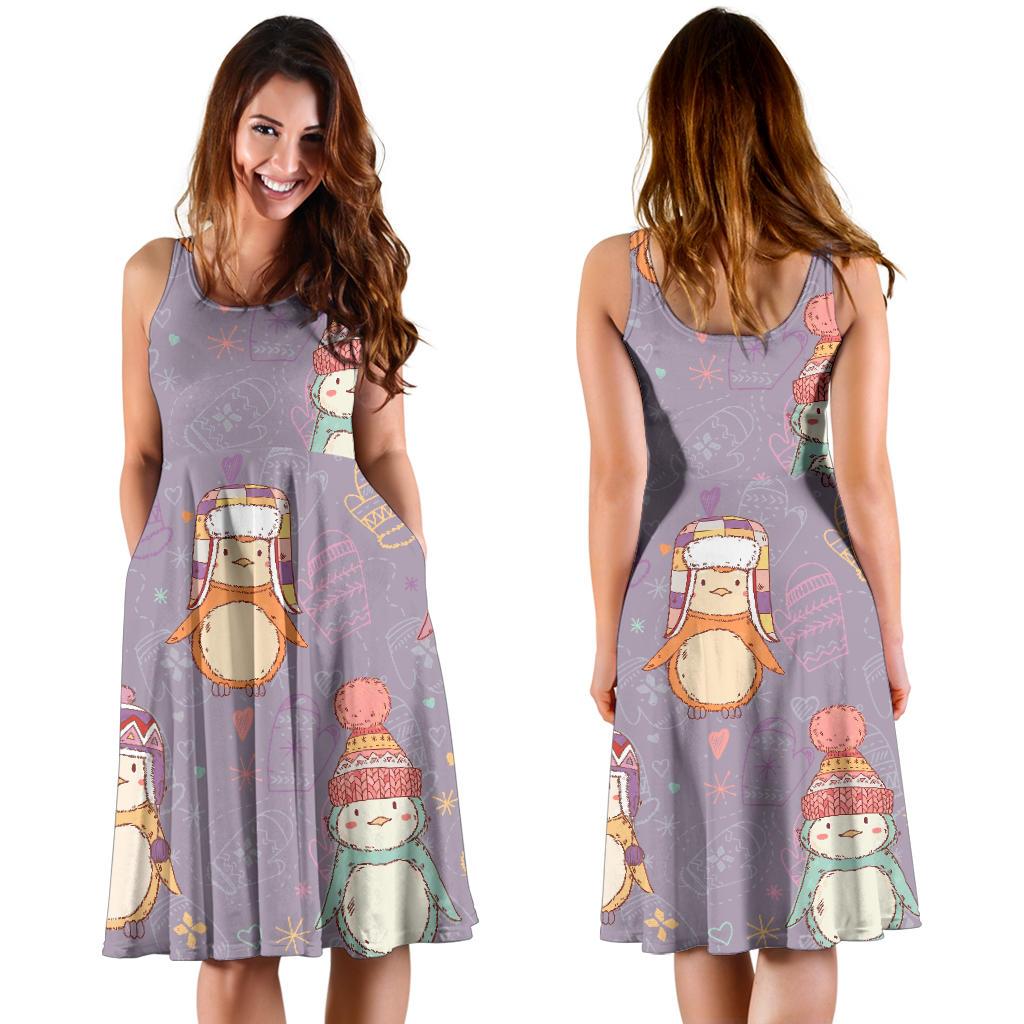 Penguin Pattern Print Dress-grizzshop