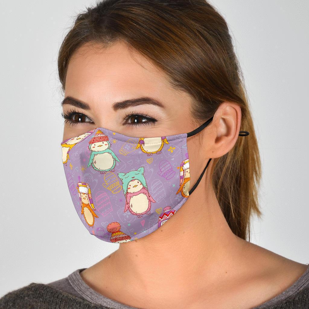 Penguin Pattern Print Face Mask-grizzshop